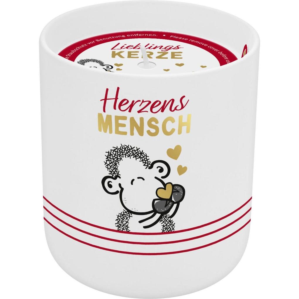 Weitere Ansicht: Kerze in Porzellanbecher "Herzensmensch", mit Golddruck