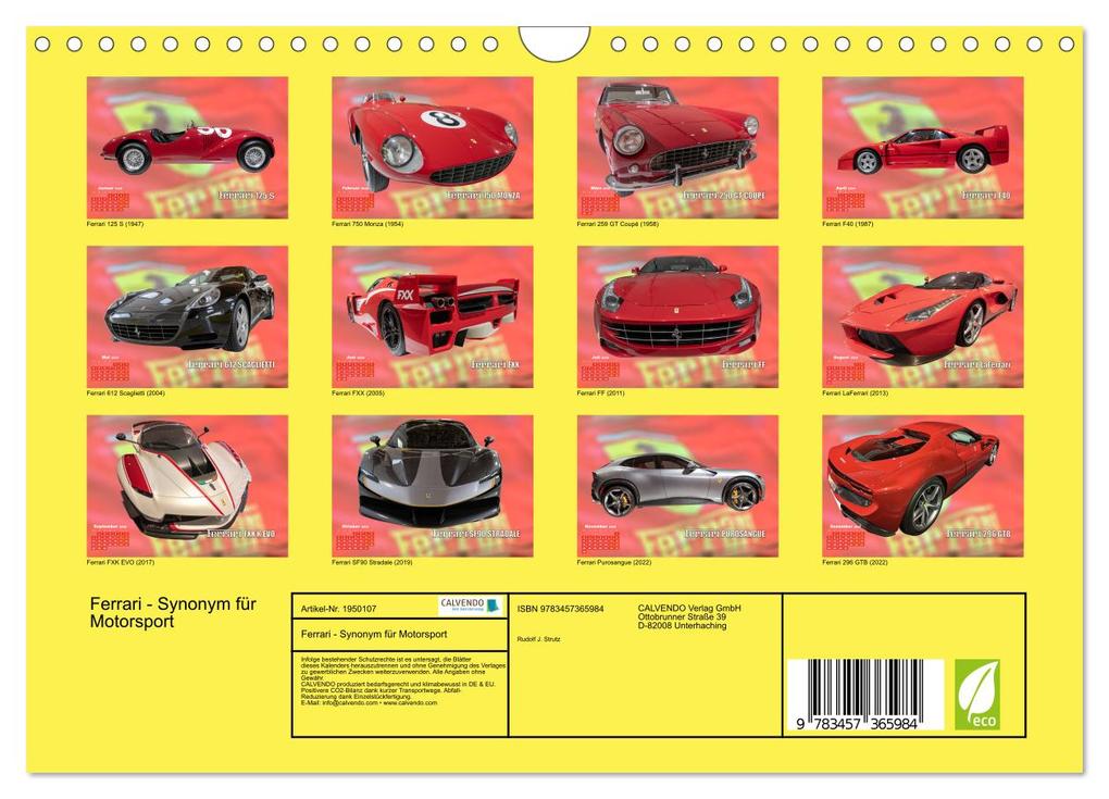 Weitere Ansicht: Ferrari - Synonym für Motorsport (Wandkalender 2026 DIN A4 quer), CALVENDO Monatskalender | Calvendo