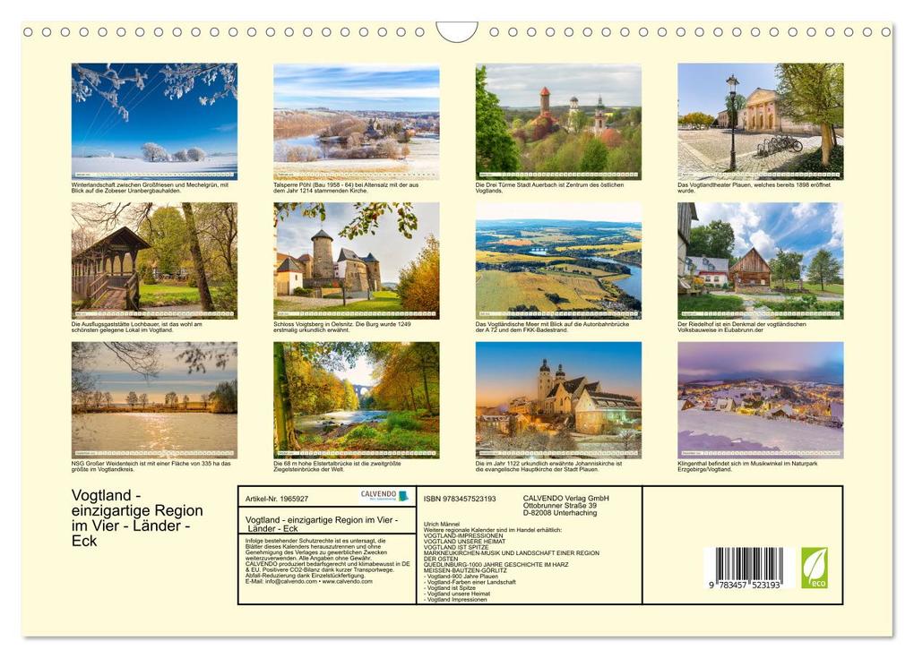 Weitere Ansicht: Vogtland - einzigartige Region im Vier - Länder - Eck (Wandkalender 2026 DIN A3 quer), CALVENDO Monatskalender | Ulrich Männel, Calvendo