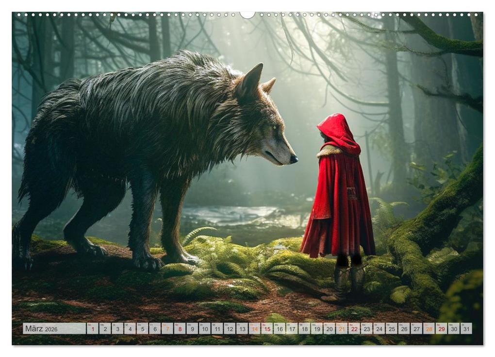 Weitere Ansicht: Rotkäppchen und der Wolf (Wandkalender 2026 DIN A2 quer), CALVENDO Monatskalender | Dirk Meutzner, Calvendo