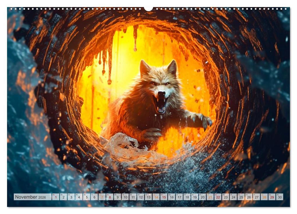 Weitere Ansicht: Rotkäppchen und der Wolf (Wandkalender 2026 DIN A2 quer), CALVENDO Monatskalender | Dirk Meutzner, Calvendo