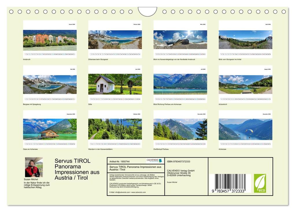 Weitere Ansicht: Servus TIROL Panorama Impressionen aus Austria / Tirol (Wandkalender 2026 DIN A4 quer), CALVENDO Monatskalender | Susan Michel, Calvendo