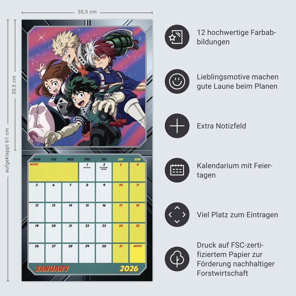 Weitere Ansicht: My Hero Academia Broschurkalender 2026