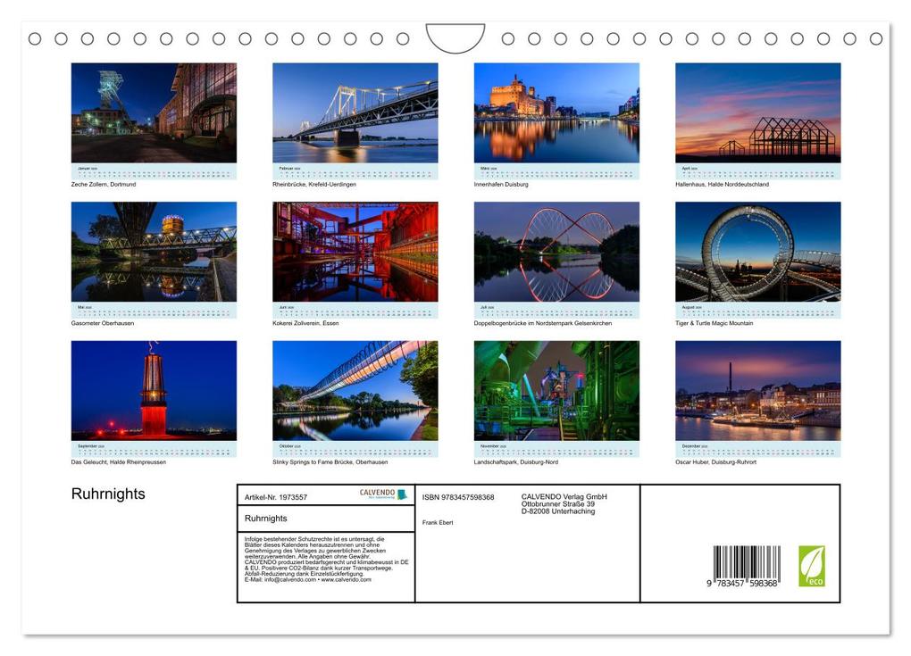 Weitere Ansicht: Ruhrnights (Wandkalender 2026 DIN A4 quer), CALVENDO Monatskalender | Frank Ebert, Calvendo