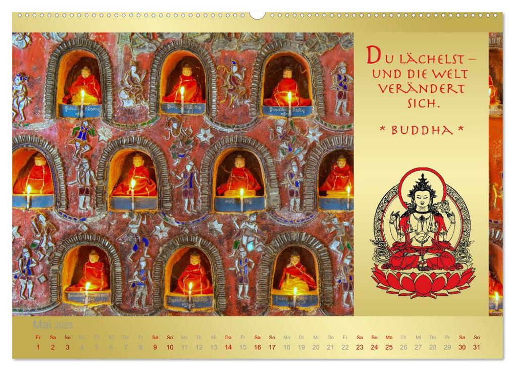 Weitere Ansicht: BUDDHA IM GLÜCK - Buddhistische Weisheiten (hochwertiger Premium Wandkalender 2026 DIN A2 quer), Kunstdruck in Hochglanz | Calvendo, Globe VISUAL