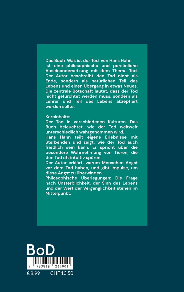 Weitere Ansicht: Was ist der Tod | Hans J. Hahn