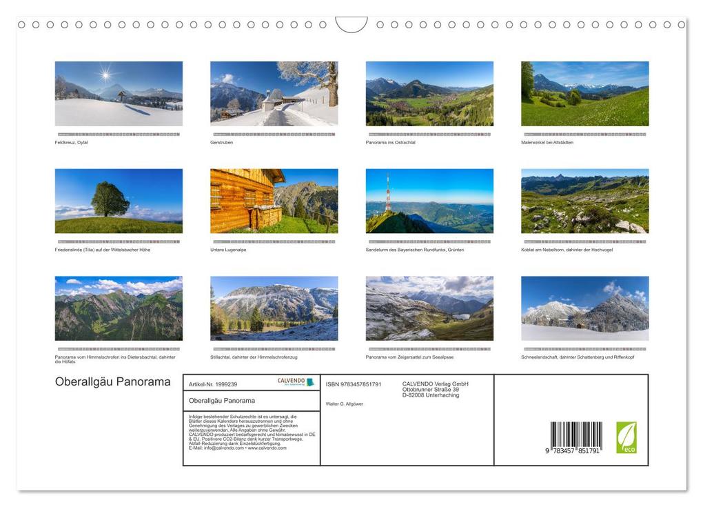 Weitere Ansicht: Oberallgäu Panorama (Wandkalender 2026 DIN A3 quer), CALVENDO Monatskalender | Walter G. Allgöwer, Calvendo