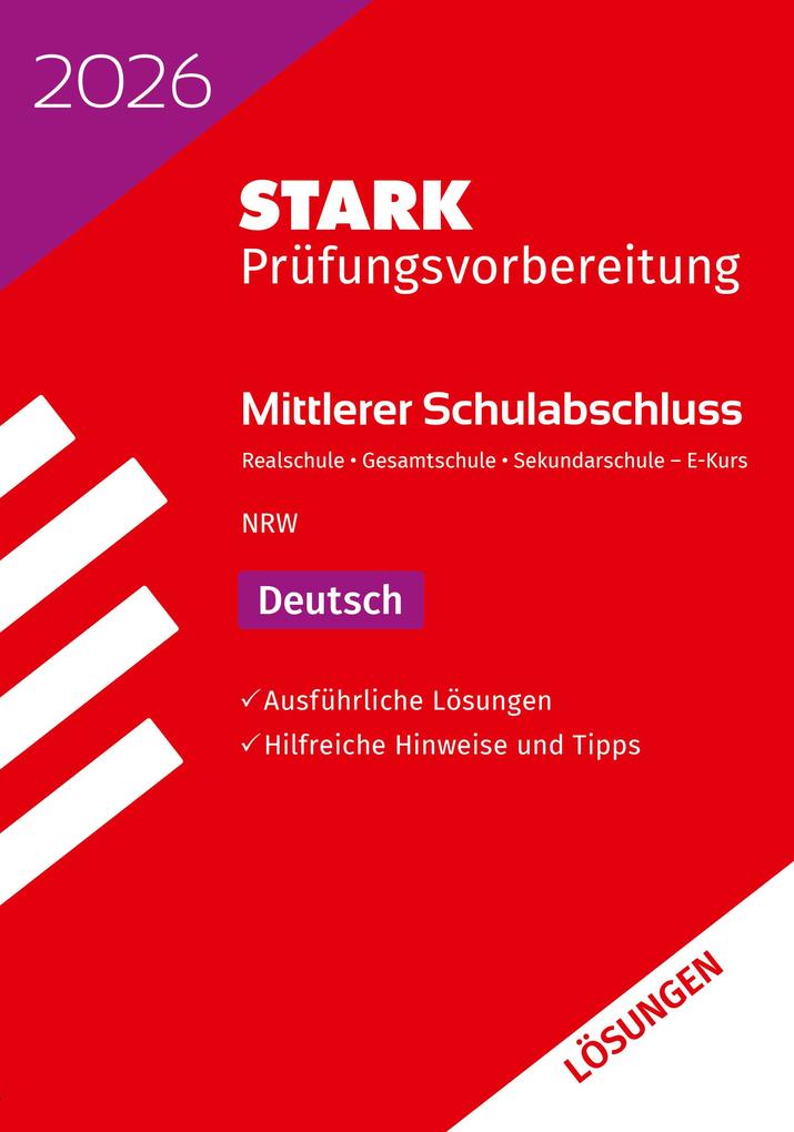 Produktbild: STARK Lösungen zu Deutsch E-Kurs - Mittlerer Schulabschluss (MSA) 2026 NRW - Prüfungsvorbereitung