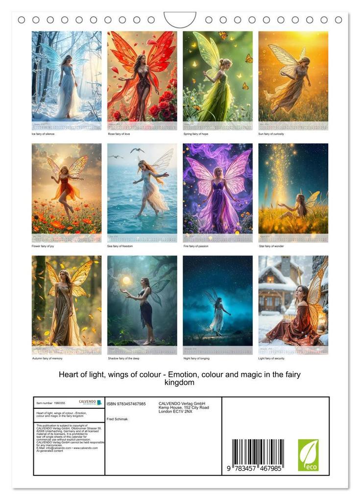 Weitere Ansicht: Heart of light, wings of colour - Emotion, colour and magic in the fairy kingdom (Wall Calendar 2026 DIN A4 portrait), CALVENDO 12 Month Wall Calendar | Calvendo, Fred Schimak