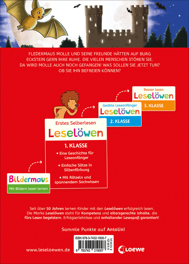 Weitere Ansicht: Leselöwen 1. Klasse - Fledermaus im Anflug (Großbuchstabenausgabe) | Heike Wiechmann