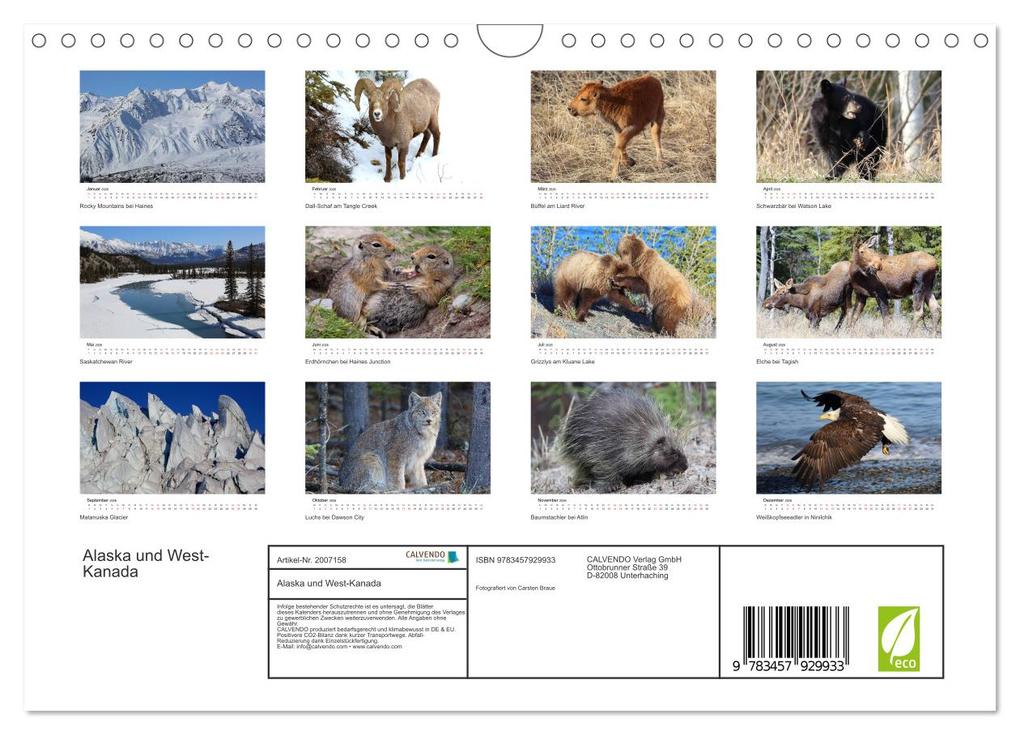 Weitere Ansicht: Alaska und West-Kanada (Wandkalender 2026 DIN A4 quer), CALVENDO Monatskalender | Carsten Braue, Calvendo