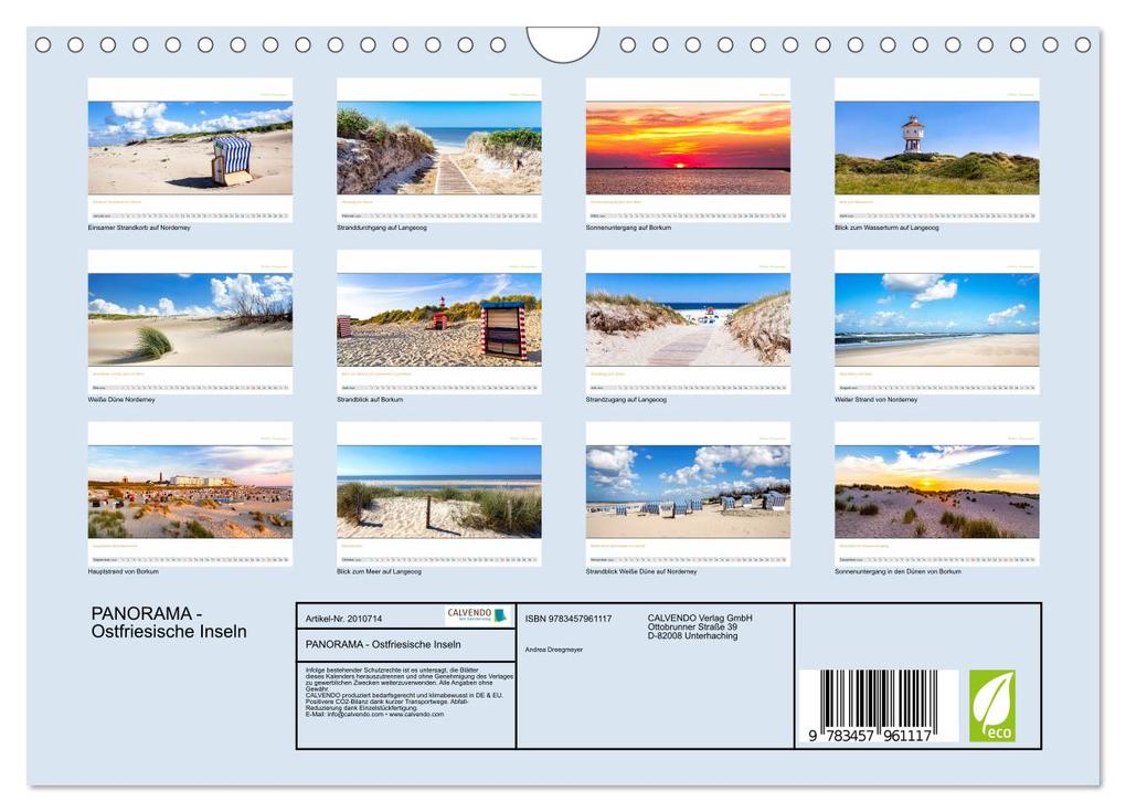 Weitere Ansicht: PANORAMA - Ostfriesische Inseln (Wandkalender 2026 DIN A4 quer), CALVENDO Monatskalender | Calvendo, Andrea Dreegmeyer