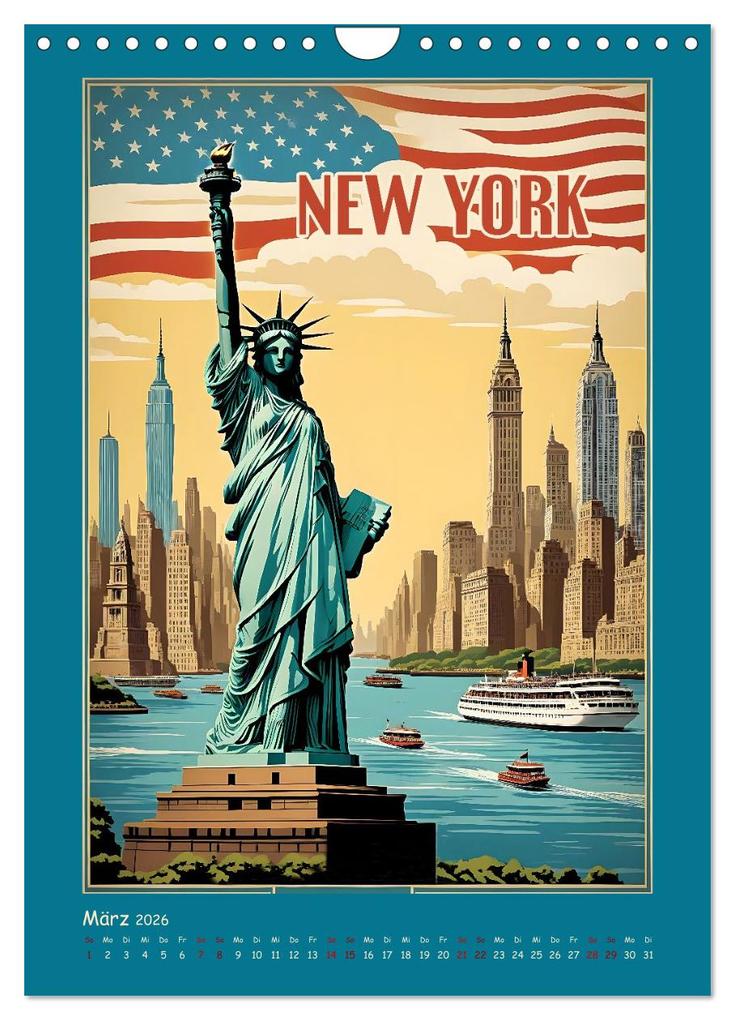 Weitere Ansicht: City Travel Poster - nostalgische Städtereise um die Welt (Wandkalender 2026 DIN A4 hoch), CALVENDO Monatskalender | Calvendo, Renate Utz
