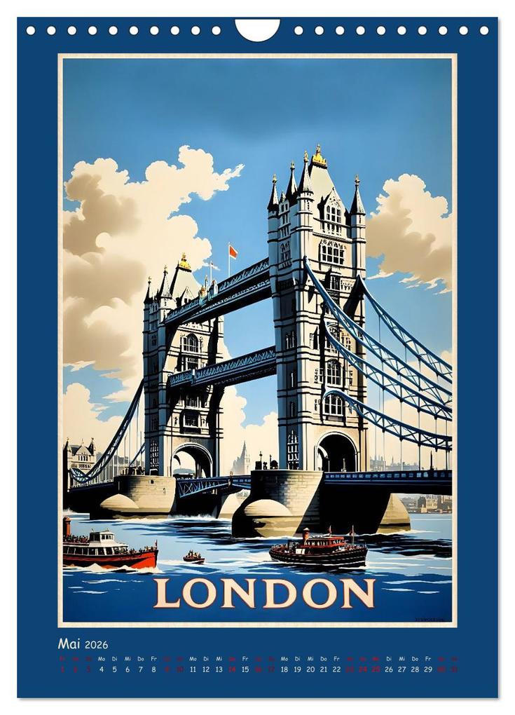 Weitere Ansicht: City Travel Poster - nostalgische Städtereise um die Welt (Wandkalender 2026 DIN A4 hoch), CALVENDO Monatskalender | Calvendo, Renate Utz
