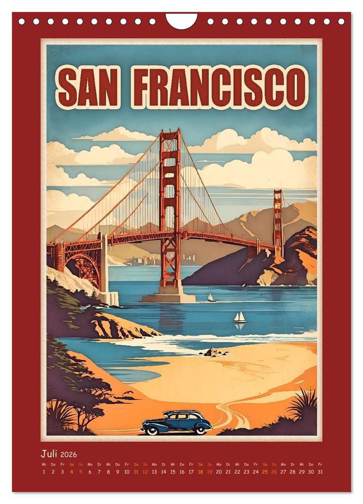 Weitere Ansicht: City Travel Poster - nostalgische Städtereise um die Welt (Wandkalender 2026 DIN A4 hoch), CALVENDO Monatskalender | Calvendo, Renate Utz