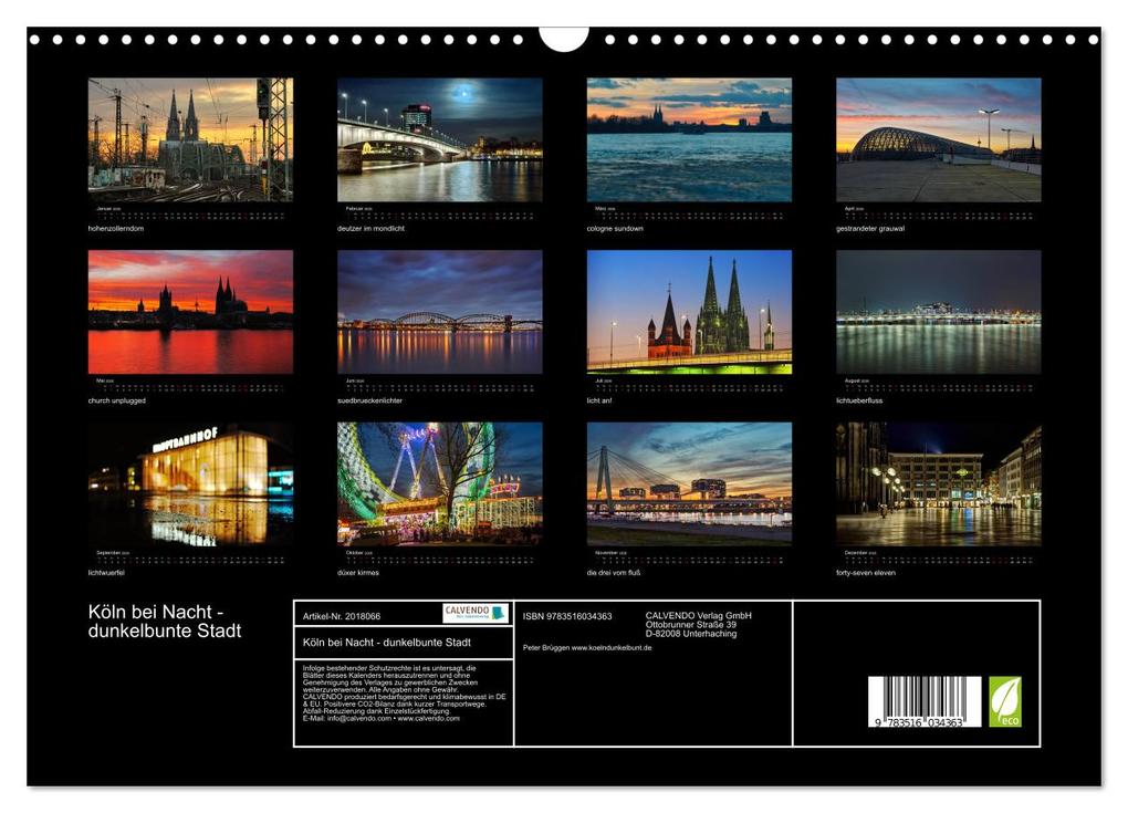 Weitere Ansicht: Köln bei Nacht - dunkelbunte Stadt (Wandkalender 2026 DIN A3 quer), CALVENDO Monatskalender | Peter Brüggen // www. koelndunkelbunt.de, Calvendo