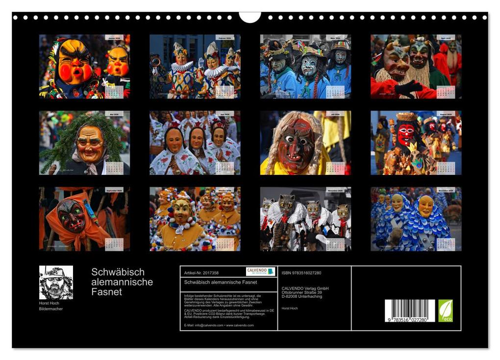Weitere Ansicht: Schwäbisch alemannische Fasnet (Wandkalender 2026 DIN A3 quer), CALVENDO Monatskalender | Horst Hoch, Calvendo