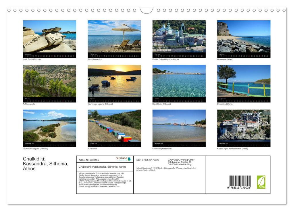 Weitere Ansicht: Chalkidiki: Kassandra, Sithonia, Athos (Wandkalender 2026 DIN A3 quer), CALVENDO Monatskalender | Helmut Westerdorf, Calvendo
