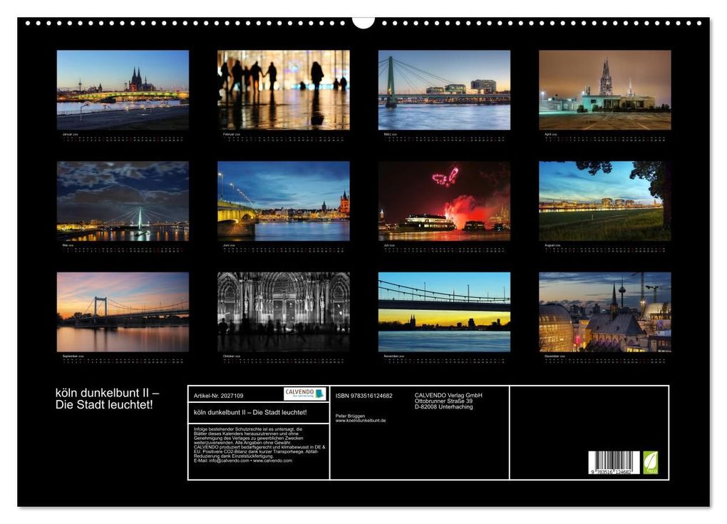 Weitere Ansicht: köln dunkelbunt II - Die Stadt leuchtet! (Wandkalender 2026 DIN A2 quer), CALVENDO Monatskalender | Peter Brüggen // www. koelndunkelbunt.de, Calvendo