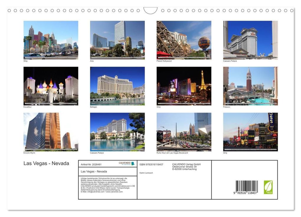 Weitere Ansicht: Las Vegas - Nevada (Wandkalender 2026 DIN A3 quer), CALVENDO Monatskalender | Katrin Lantzsch, Calvendo