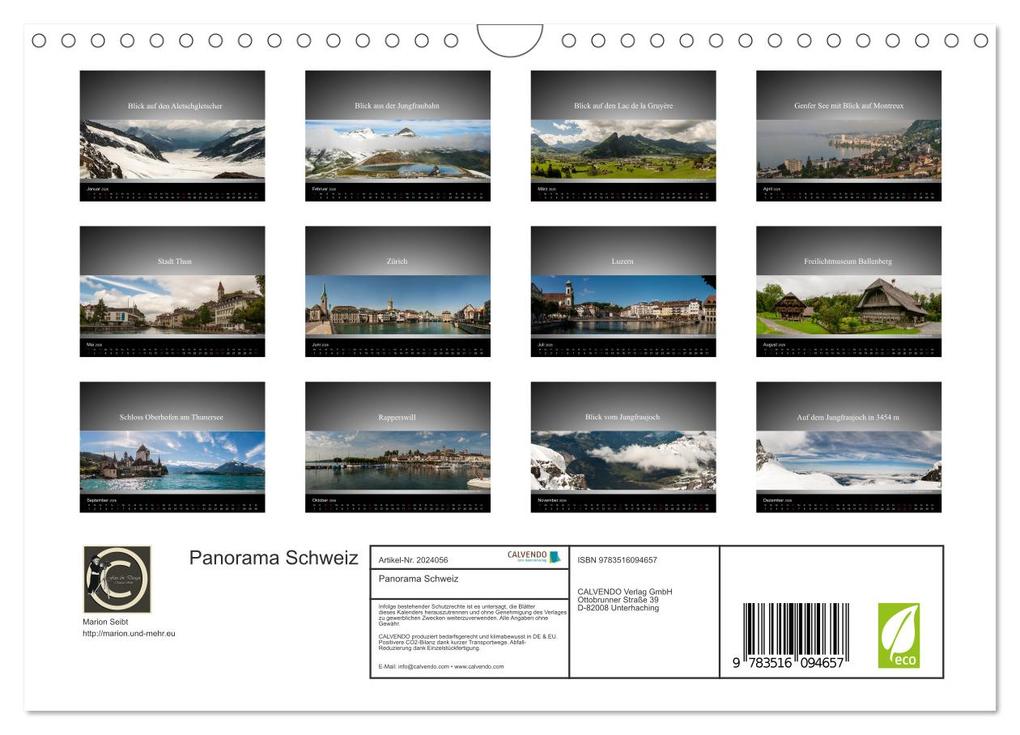 Weitere Ansicht: Panorama Schweiz (Wandkalender 2026 DIN A4 quer), CALVENDO Monatskalender | Marion Seibt, Calvendo