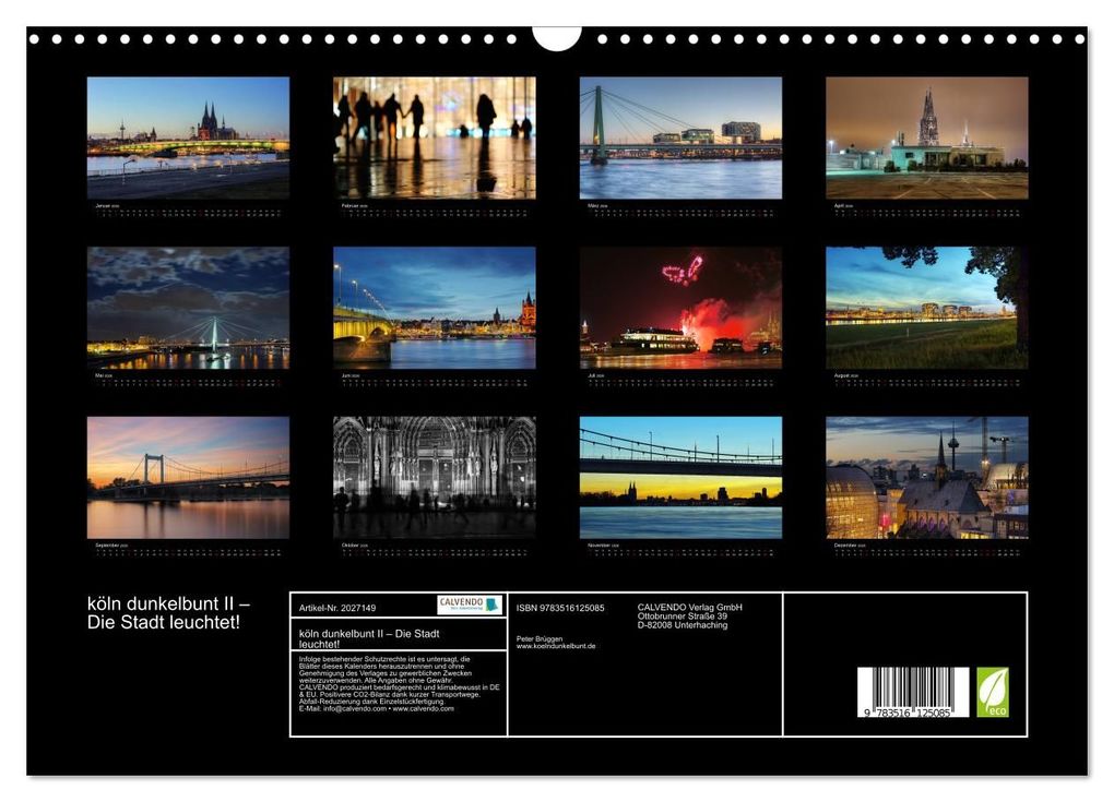Weitere Ansicht: köln dunkelbunt II - Die Stadt leuchtet! (Wandkalender 2026 DIN A3 quer), CALVENDO Monatskalender | Peter Brüggen // www. koelndunkelbunt.de, Calvendo