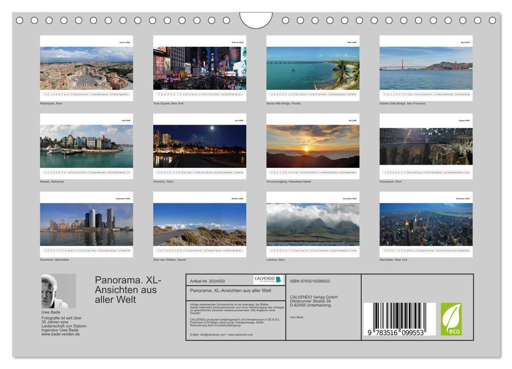 Weitere Ansicht: Panorama. XL-Ansichten aus aller Welt (Wandkalender 2026 DIN A4 quer), CALVENDO Monatskalender | Uwe Bade, Calvendo