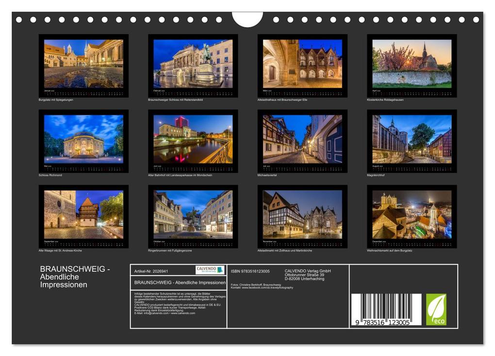 Weitere Ansicht: BRAUNSCHWEIG - Abendliche Impressionen (Wandkalender 2026 DIN A4 quer), CALVENDO Monatskalender | Christine Berkhoff, Calvendo