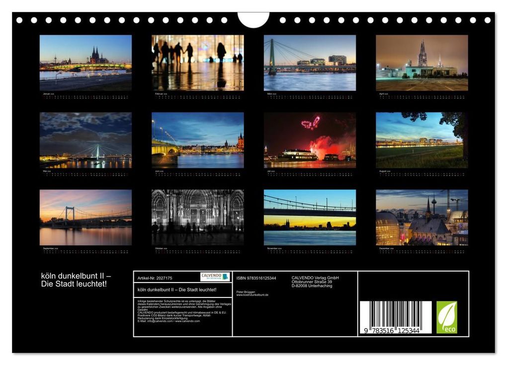 Weitere Ansicht: köln dunkelbunt II - Die Stadt leuchtet! (Wandkalender 2026 DIN A4 quer), CALVENDO Monatskalender | Peter Brüggen // www. koelndunkelbunt.de, Calvendo