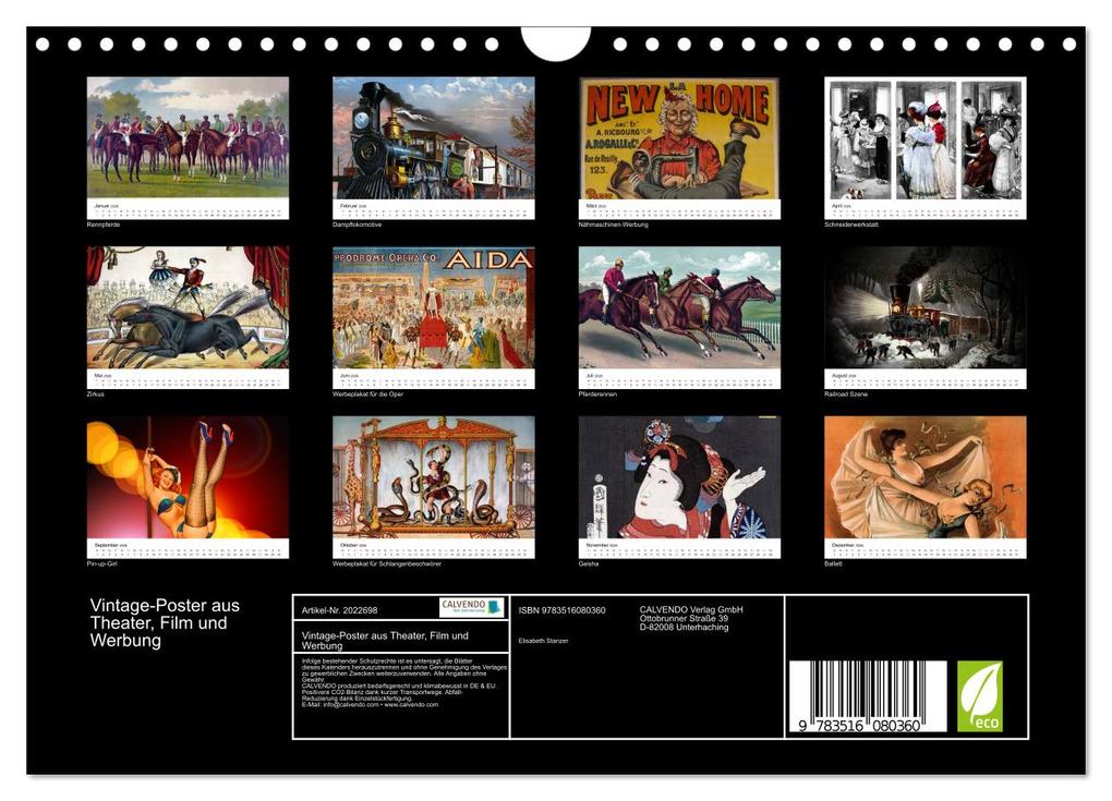 Weitere Ansicht: Vintage-Poster aus Theater, Film und Werbung (Wandkalender 2026 DIN A4 quer), CALVENDO Monatskalender | Elisabeth Stanzer, Calvendo