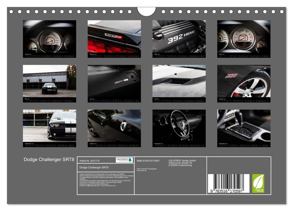 Weitere Ansicht: Dodge Challenger SRT8 (Wandkalender 2026 DIN A4 quer), CALVENDO Monatskalender | Andre Xander, Calvendo