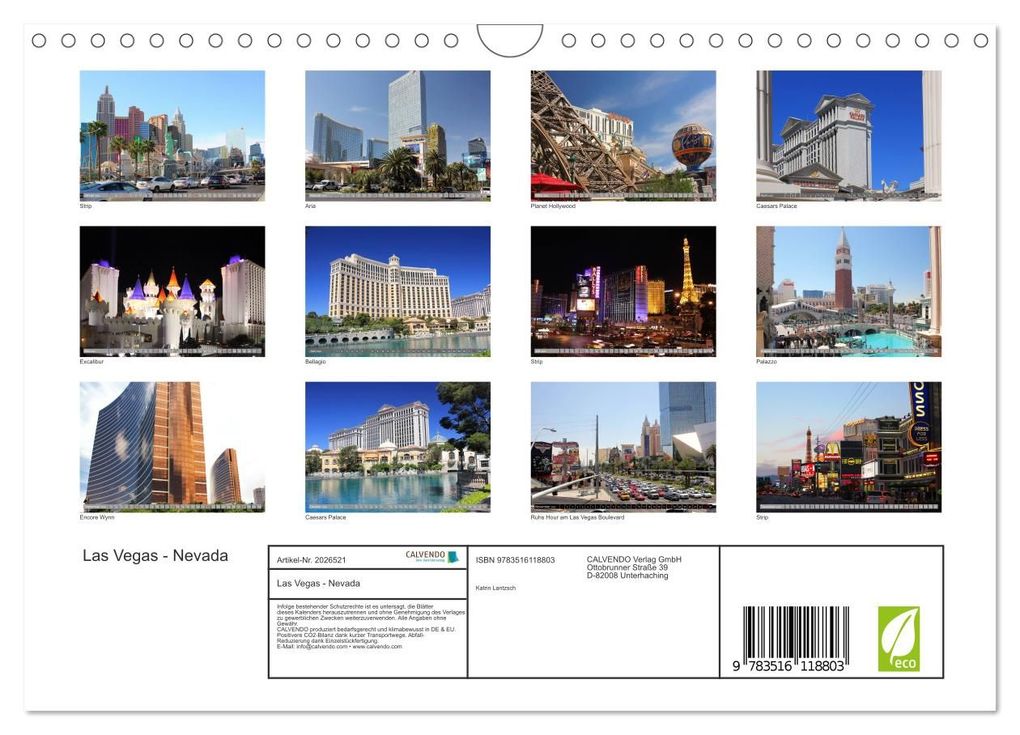 Weitere Ansicht: Las Vegas - Nevada (Wandkalender 2026 DIN A4 quer), CALVENDO Monatskalender | Katrin Lantzsch, Calvendo
