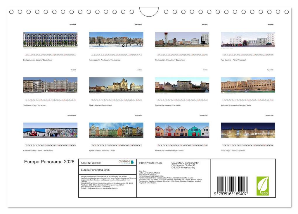 Weitere Ansicht: Europa Panorama 2026 (Wandkalender 2026 DIN A4 quer), CALVENDO Monatskalender | Calvendo, Jörg Rom