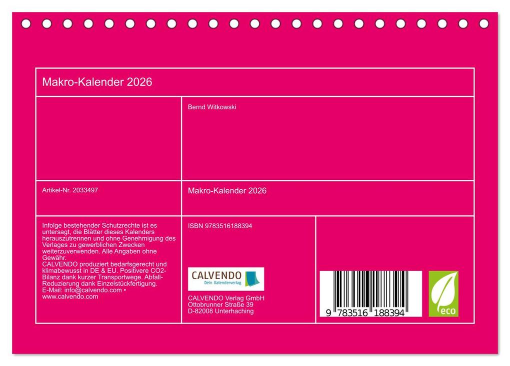 Weitere Ansicht: Makro-Kalender 2026 (Tischkalender 2026 DIN A5 quer), CALVENDO Monatskalender | Calvendo, Bernd Witkowski