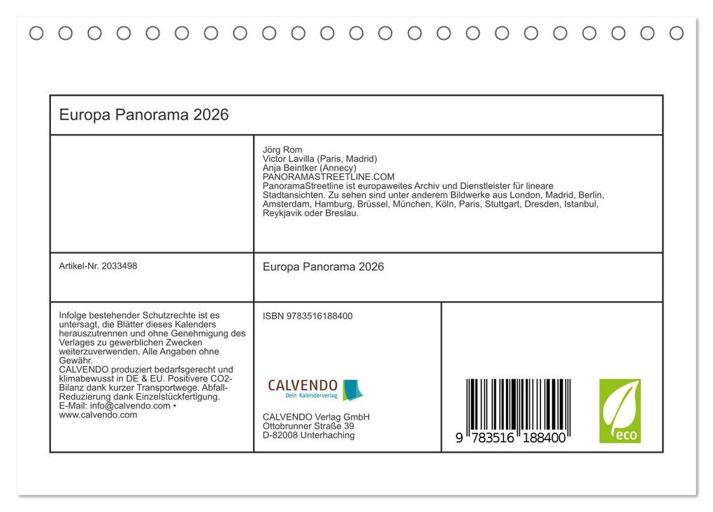 Weitere Ansicht: Europa Panorama 2026 (Tischkalender 2026 DIN A5 quer), CALVENDO Monatskalender | Calvendo, Jörg Rom