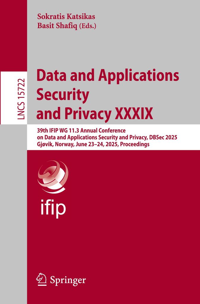 Produktbild: Data and Applications Security and Privacy XXXIX