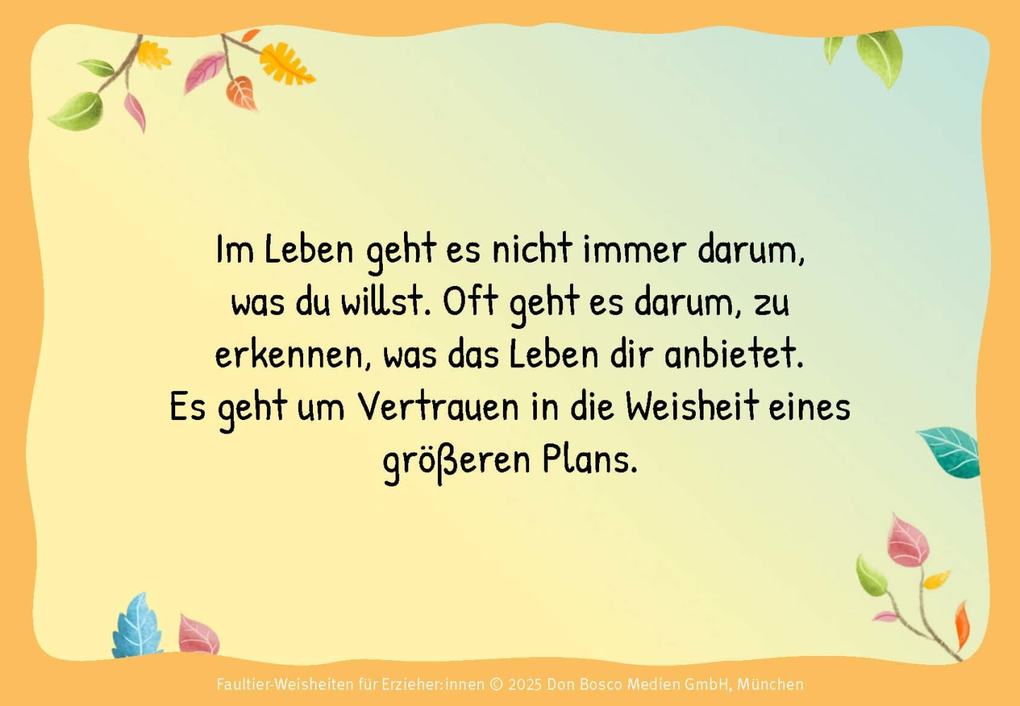 Weitere Ansicht: Faultier-Weisheiten für Erzieher:innen | Anke Elisabeth Ballmann
