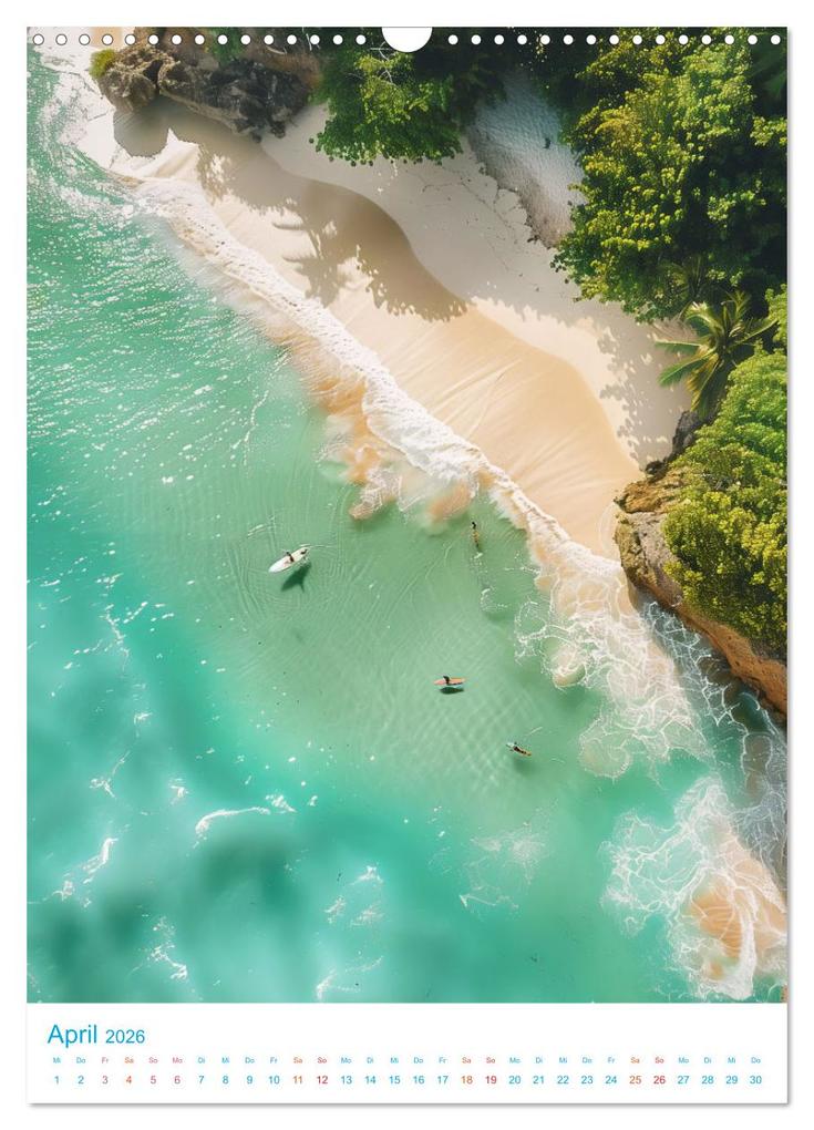 Weitere Ansicht: Blick von oben - Traumstrände (Wandkalender 2026 DIN A3 hoch), CALVENDO Monatskalender | Val Thoermer, Calvendo