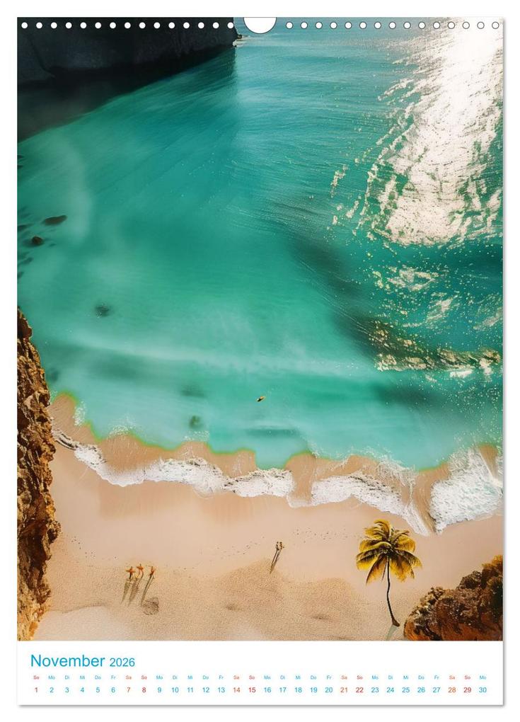 Weitere Ansicht: Blick von oben - Traumstrände (Wandkalender 2026 DIN A3 hoch), CALVENDO Monatskalender | Val Thoermer, Calvendo