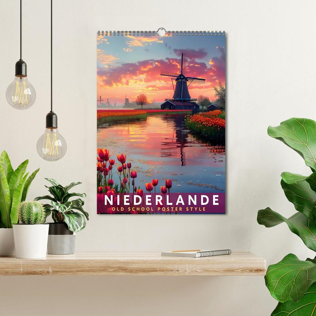 Weitere Ansicht: Niederlande - Old School Poster Style (Wandkalender 2026 DIN A3 hoch), CALVENDO Monatskalender | Val Thoermer, Calvendo