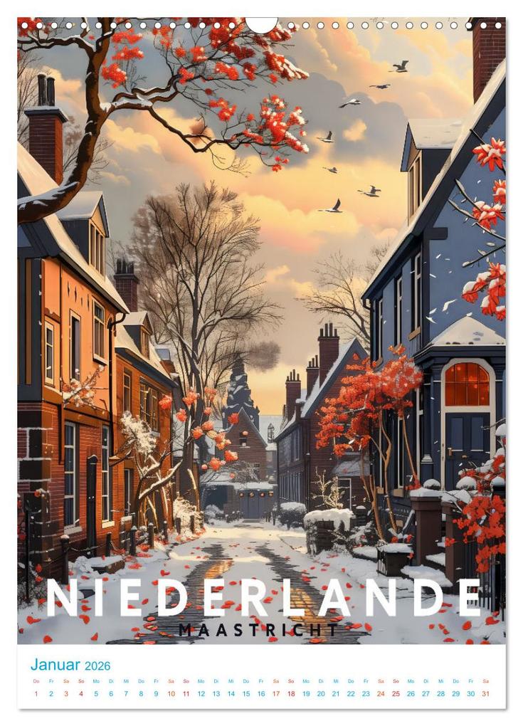 Weitere Ansicht: Niederlande - Old School Poster Style (Wandkalender 2026 DIN A3 hoch), CALVENDO Monatskalender | Val Thoermer, Calvendo