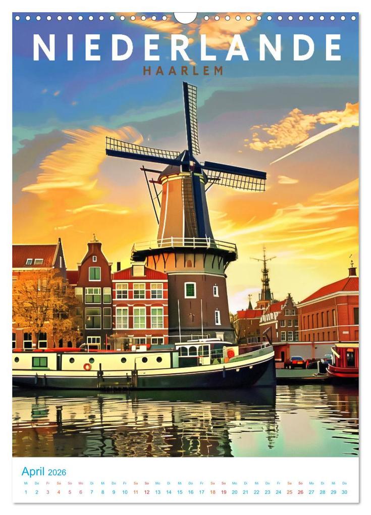 Weitere Ansicht: Niederlande - Old School Poster Style (Wandkalender 2026 DIN A3 hoch), CALVENDO Monatskalender | Val Thoermer, Calvendo