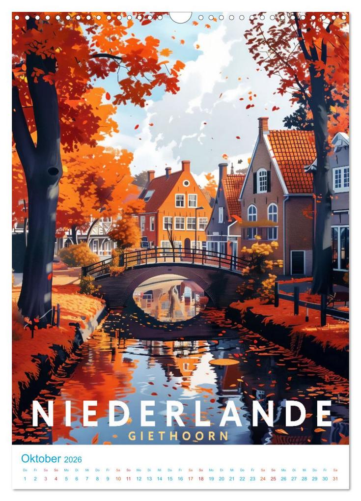 Weitere Ansicht: Niederlande - Old School Poster Style (Wandkalender 2026 DIN A3 hoch), CALVENDO Monatskalender | Val Thoermer, Calvendo