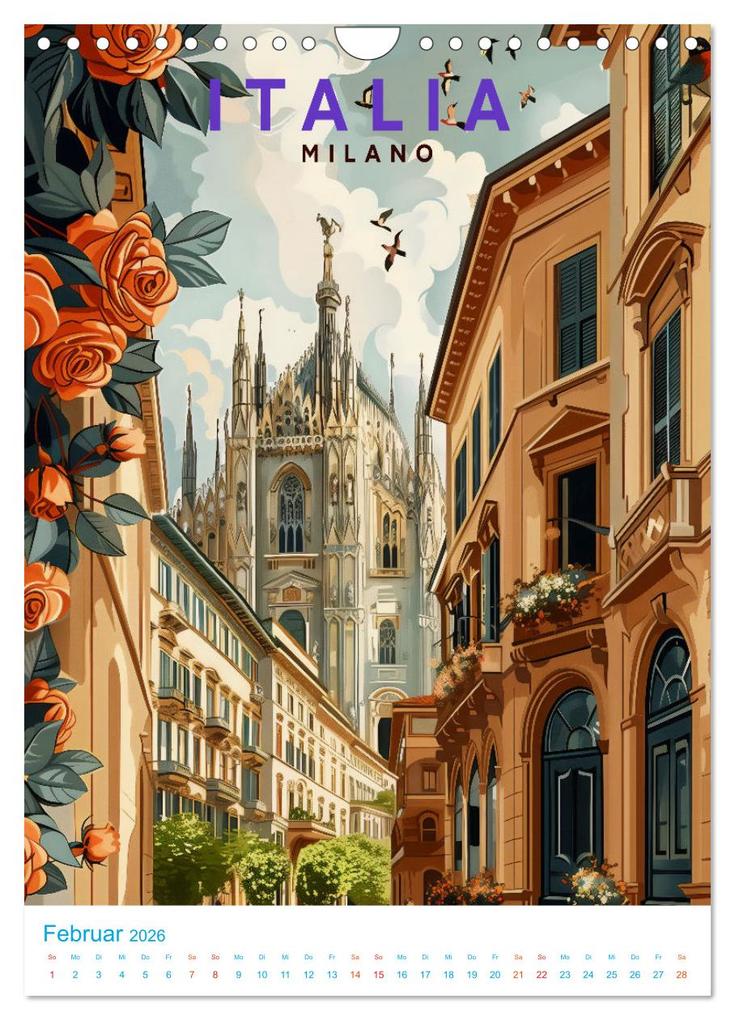 Weitere Ansicht: Italien - Old School Poster Style (Wandkalender 2026 DIN A4 hoch), CALVENDO Monatskalender | Val Thoermer, Calvendo