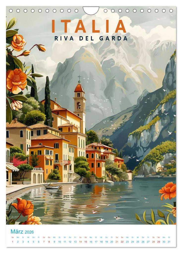 Weitere Ansicht: Italien - Old School Poster Style (Wandkalender 2026 DIN A4 hoch), CALVENDO Monatskalender | Val Thoermer, Calvendo