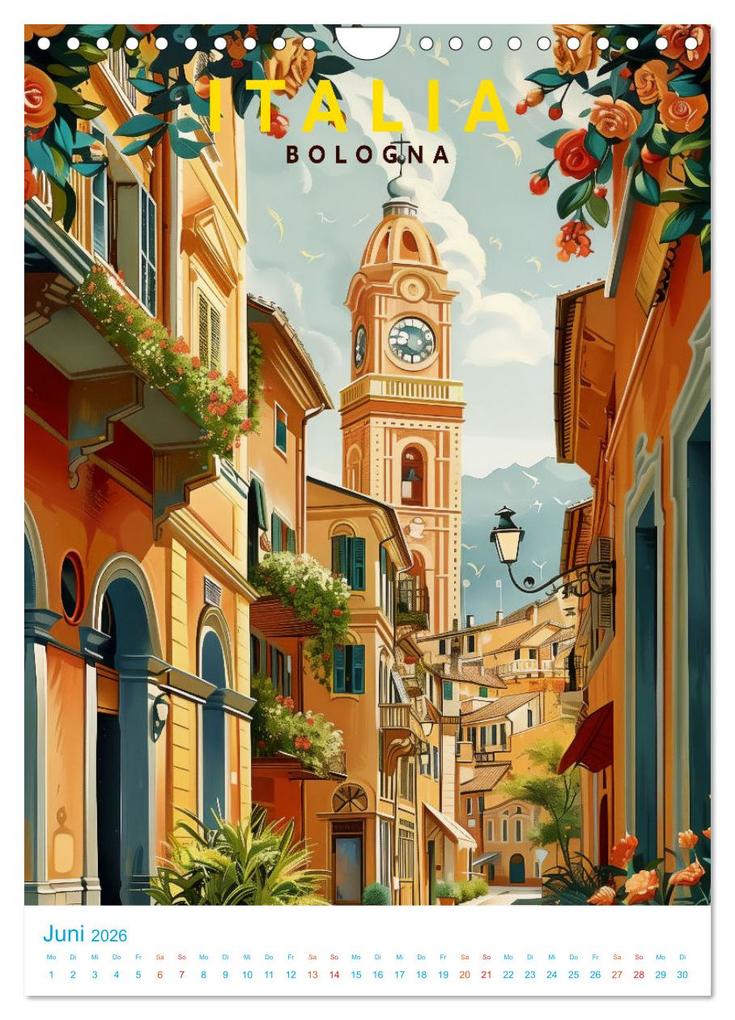 Weitere Ansicht: Italien - Old School Poster Style (Wandkalender 2026 DIN A4 hoch), CALVENDO Monatskalender | Val Thoermer, Calvendo