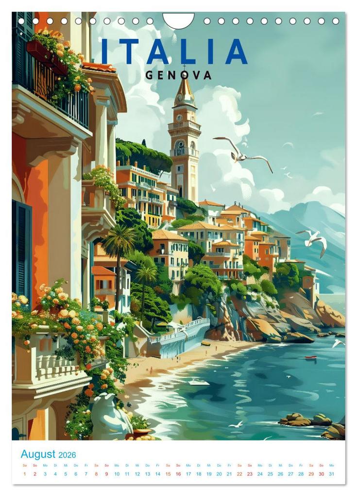 Weitere Ansicht: Italien - Old School Poster Style (Wandkalender 2026 DIN A4 hoch), CALVENDO Monatskalender | Val Thoermer, Calvendo