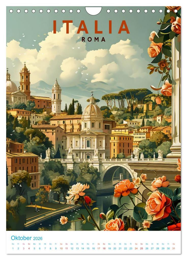 Weitere Ansicht: Italien - Old School Poster Style (Wandkalender 2026 DIN A4 hoch), CALVENDO Monatskalender | Val Thoermer, Calvendo