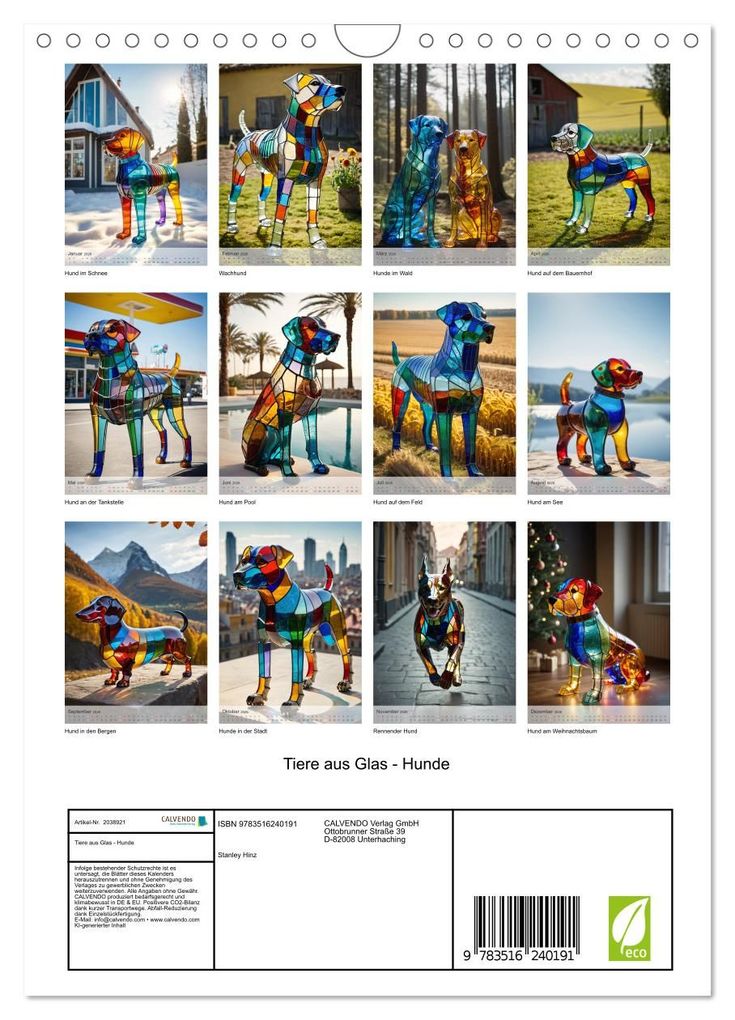 Weitere Ansicht: Tiere aus Glas - Hunde (Wandkalender 2026 DIN A4 hoch), CALVENDO Monatskalender | Stanley Hinz, Calvendo