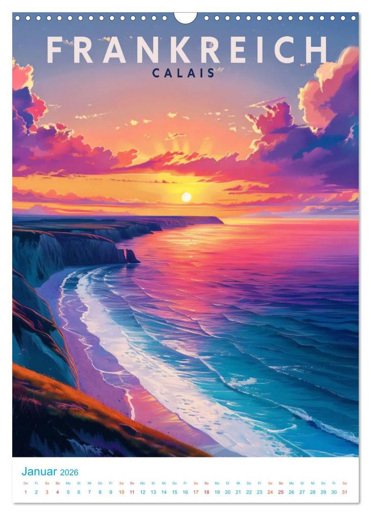 Weitere Ansicht: Frankreich - Old School Poster Style (Wandkalender 2026 DIN A3 hoch), CALVENDO Monatskalender | Val Thoermer, Calvendo